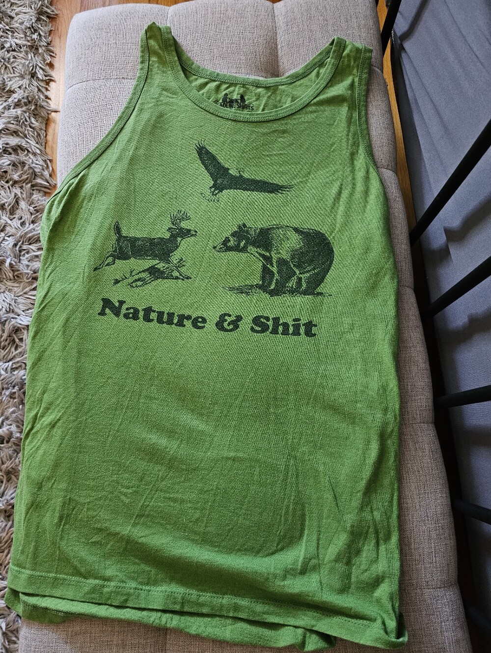 Nature & Shit Green Graphic Tank Top